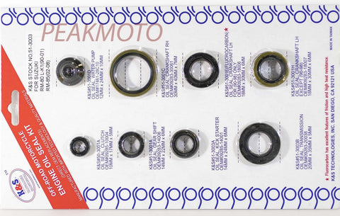 Suzuki RM80 1990-2001, RM85 2002-2009 K&S 51-3003 Engine Oil Seal Kit