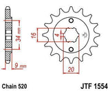 JT Sprockets - JTF1554.13 - Steel Front Sprocket, 13T